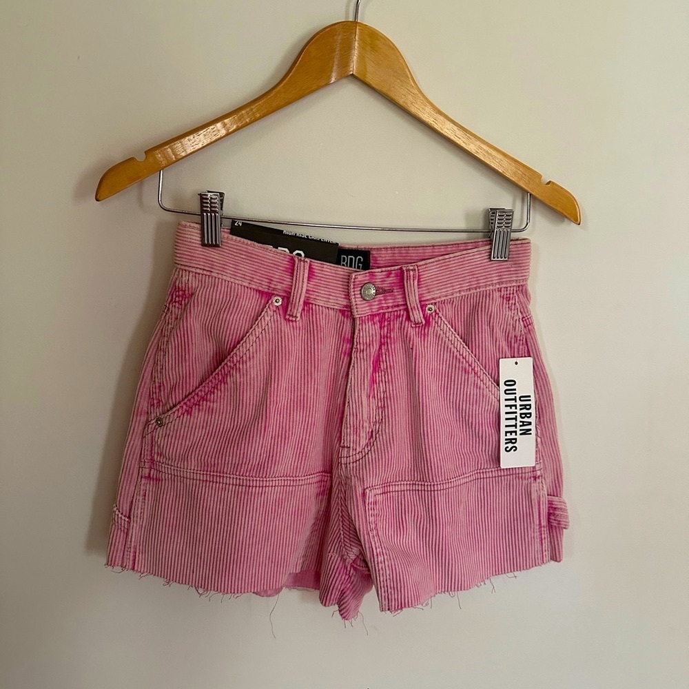 BDG High-rise Carpenter Corduroy Shorts - Pink
